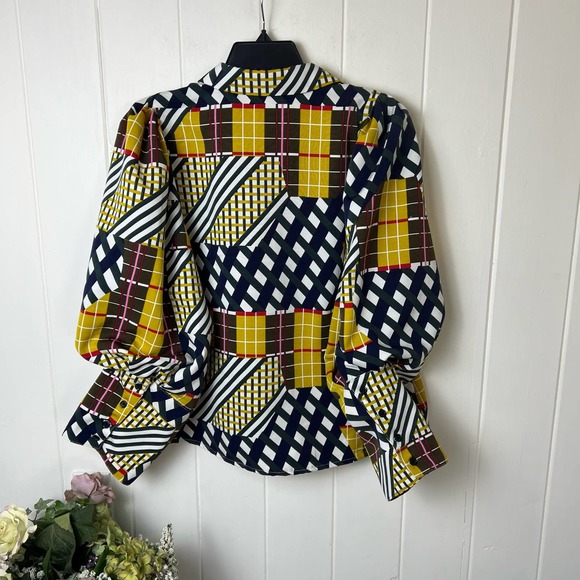 Gracia Leg of Mutton Sleeve Printed Blouse- sz L - Picture 4 of 11